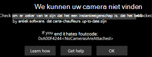 Windows kan uw camerabericht niet vinden op een Windows-apparaat.