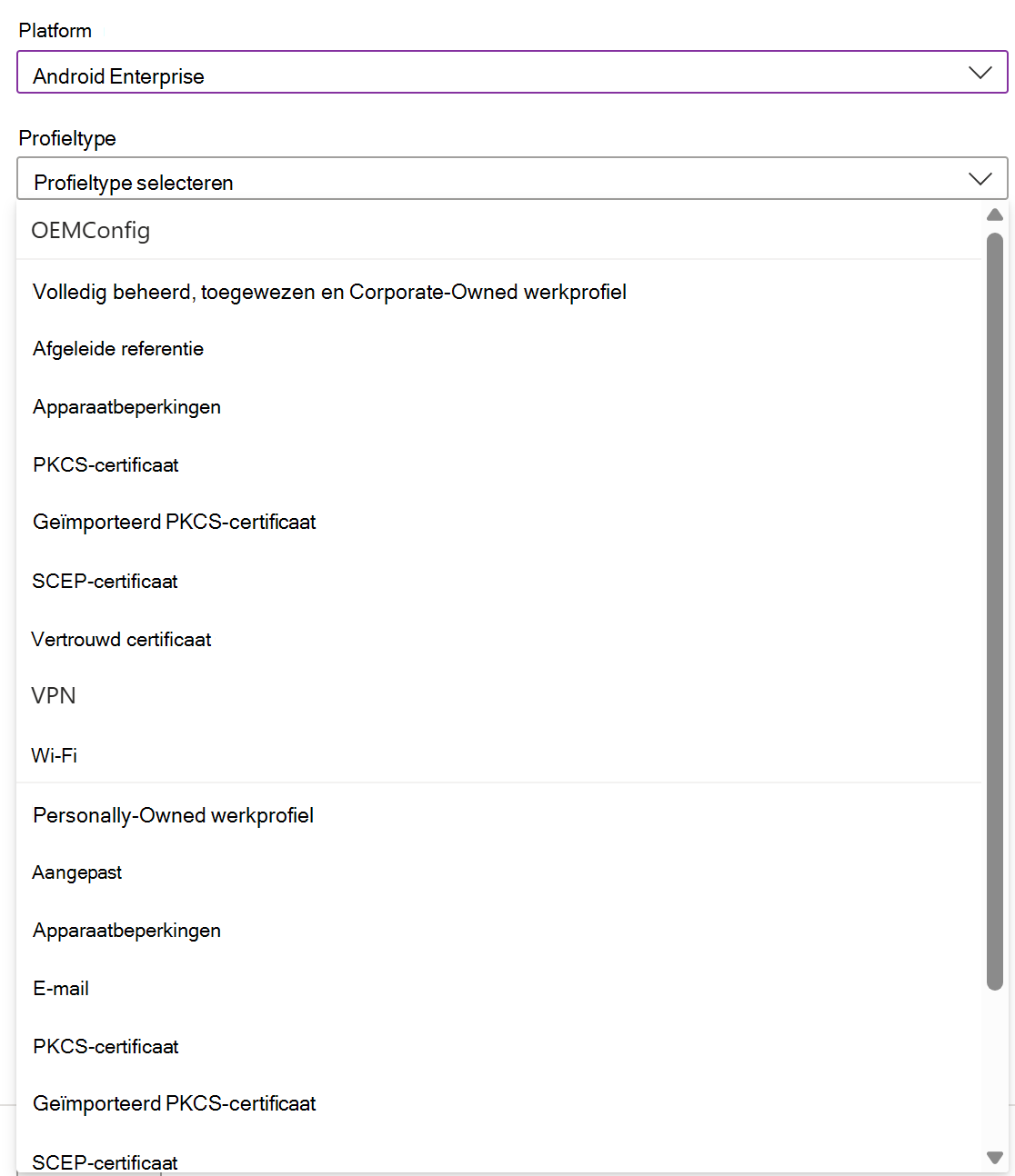 Schermopname van het maken van een iOS-/iPadOS-apparaatconfiguratiebeleid en -profiel in Microsoft Intune.