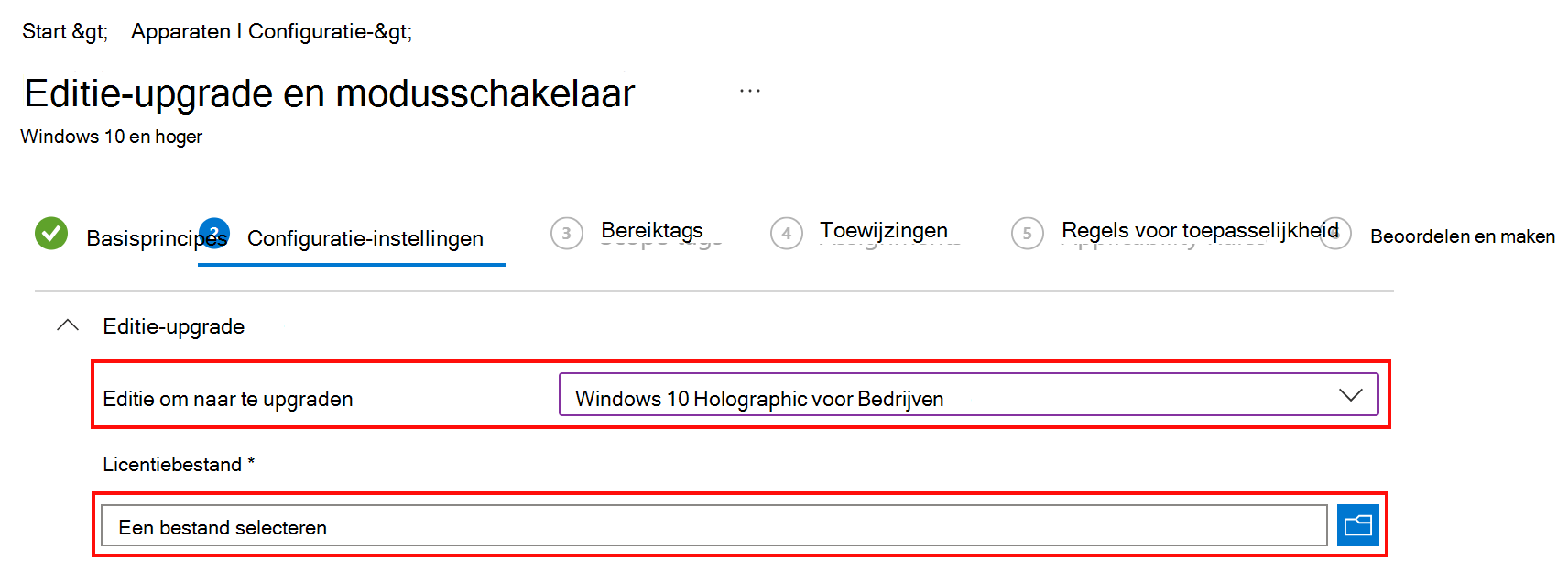 Voer in Intune de XML-bestandsnaam in die de holographic for Business-licentiegegevens bevat.