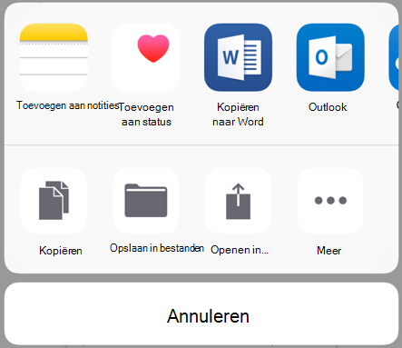 Gegevens delen - oude gebruikersinterface voor delen in iOS