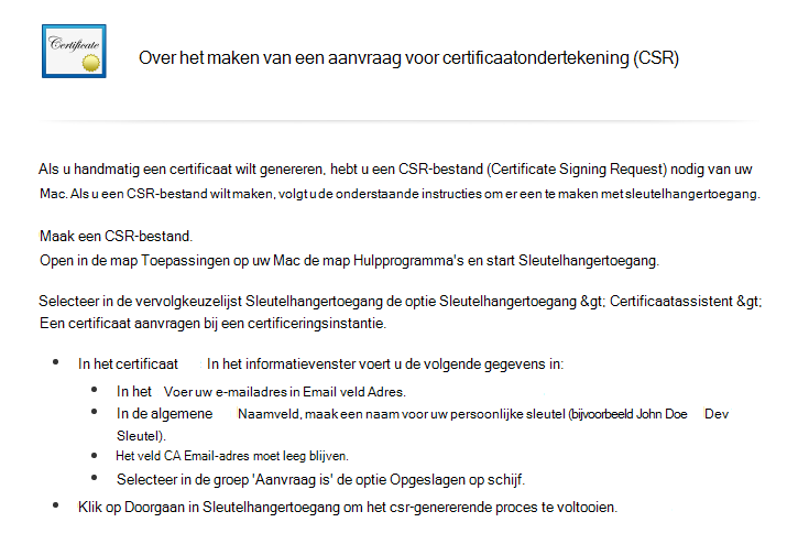 Lees de instructies voor het maken van een CSR