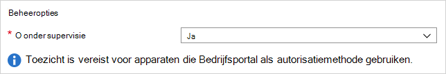 Schermopname van de optie Onder supervisie.