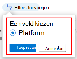 Schermopname van de gefilterde lijst met filters per platform in Microsoft Intune.