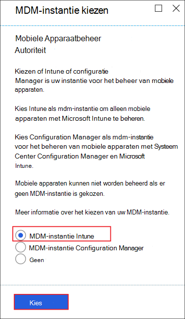 Afbeelding van de blade MDM-instantie kiezen