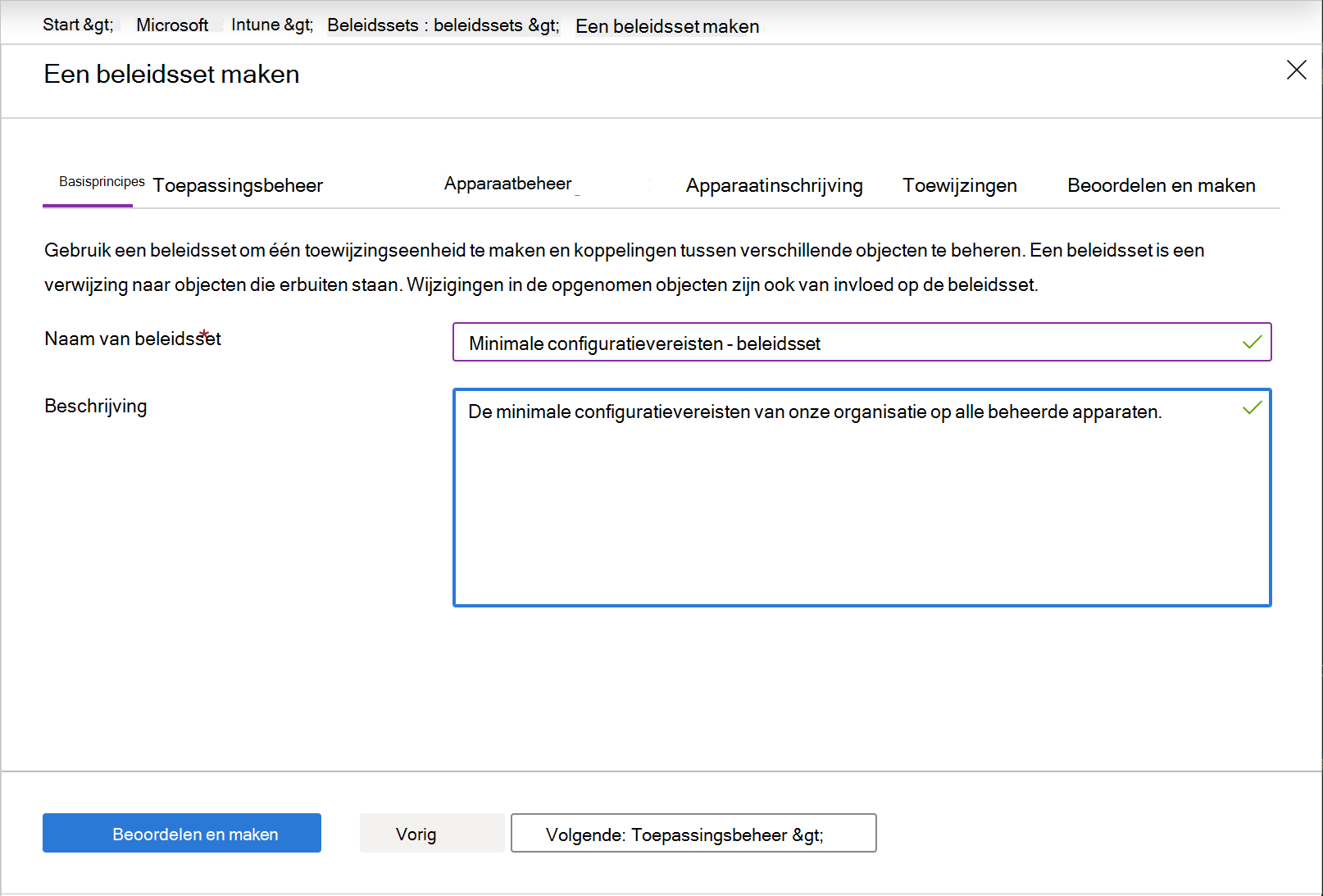 Beleidsset maken - Basisbeginselen