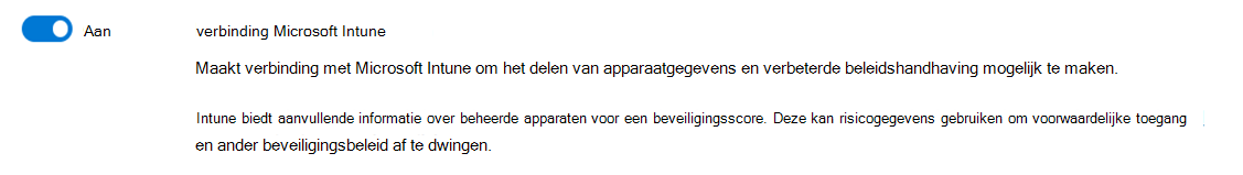 Schermafbeelding van de instelling Microsoft Intune verbinding.
