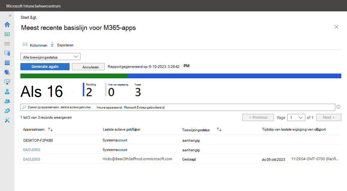 Bekijk de rapportdetails voor de incheckstatus van apparaat en gebruiker.