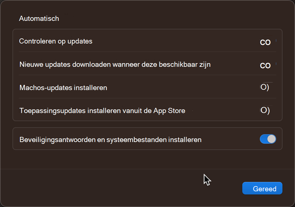 De standaardinstellingen en besturingselementen van het besturingssysteem op een macOS Apple-apparaat worden bijgewerkt.