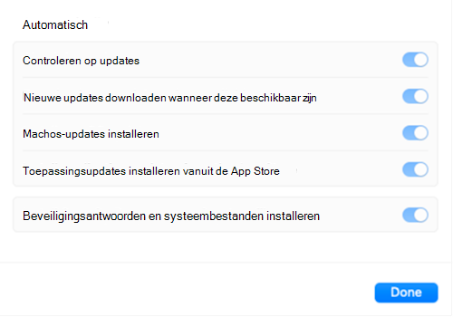 De instellingen voor software-updates worden grijs weergegeven nadat het updatebeleid voor Intune instellingen van toepassing is op een MacOS Apple-apparaat.