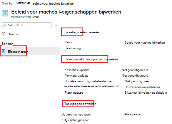 Schermopname van de pagina voor het bewerken van beleid.