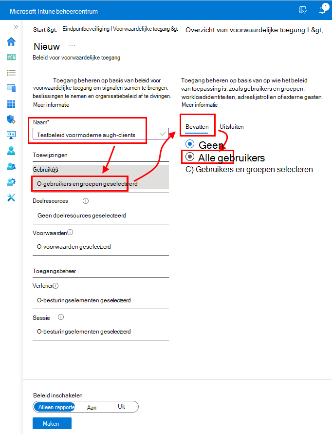 Begin met de configuratie van het beleid voor voorwaardelijke toegang.