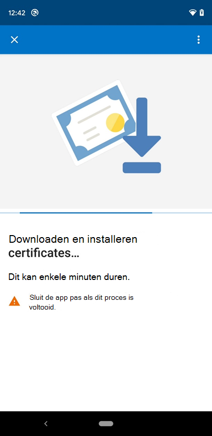 Schermopname van het scherm Intune-app Certificaten downloaden en installeren.