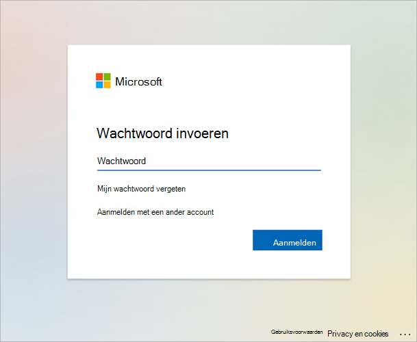 Voorbeeldafbeelding van microsoft-verificatiescherm waarin de gebruiker wordt gevraagd om 'Wachtwoord invoeren'.