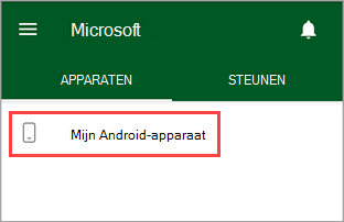 Schermopname van Bedrijfsportal app, met een apparaat met de naam 'Mijn Android'.