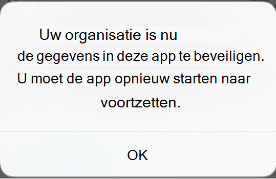 Schermopname van het ontvangen bericht op het scherm over beveiligde app.