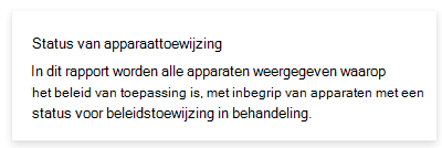 Schermopname van het statusrapport van de apparaattoewijzing in Microsoft Intune en intune-beheercentrum.