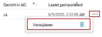 Schermopname van het verwijderen of verwijderen van het groepsbeleidsobject (GPO) dat u hebt geïmporteerd in de groepsbeleid analyzer in Microsoft Intune en Intune beheercentrum.