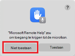 De microfoonmachtigingsprompt die wordt weergegeven om Niet toestaan te selecteren