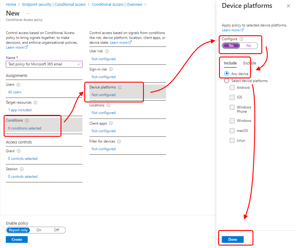 De apparaatplatforms configureren