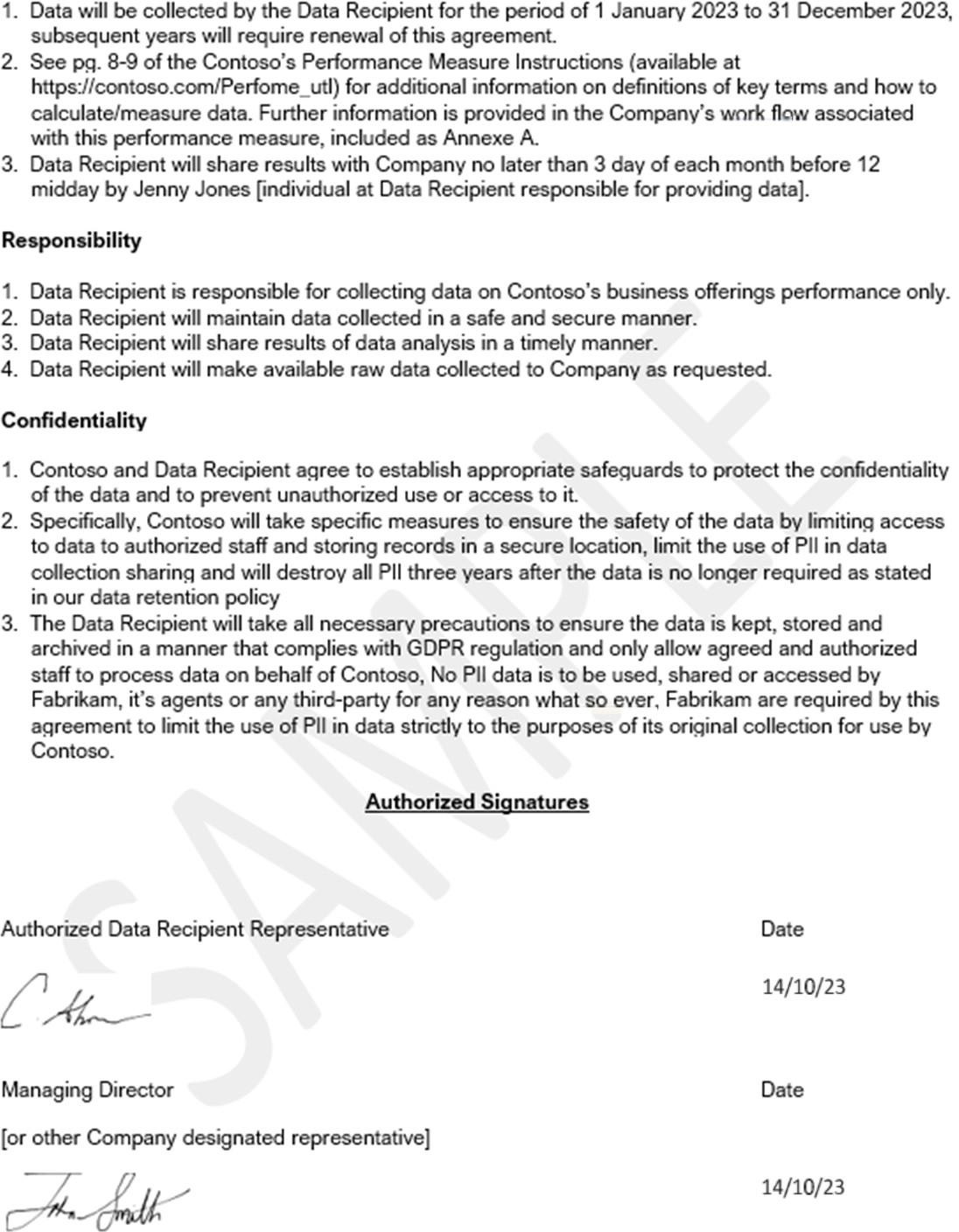 Data sharing agreement.