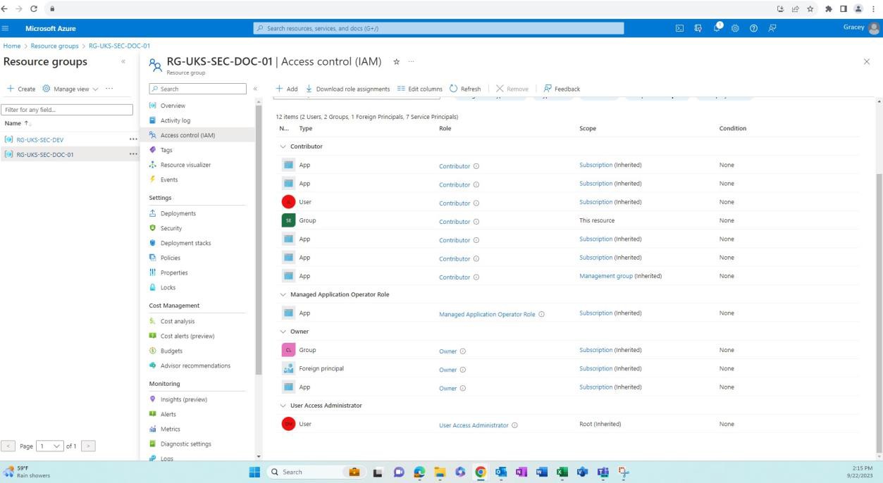 Azure resource group overview.