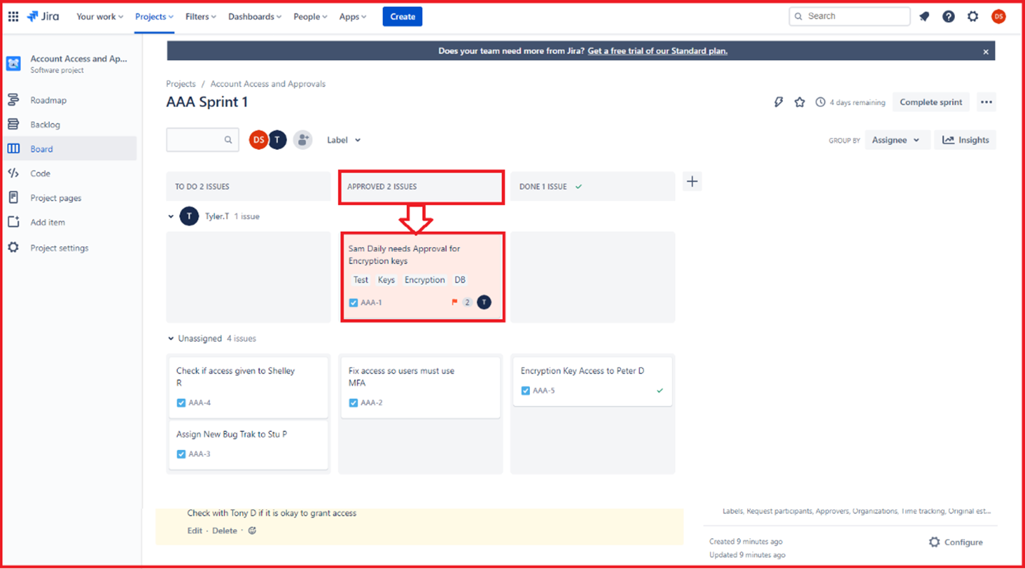 Screenshot shows a workflow in Jira