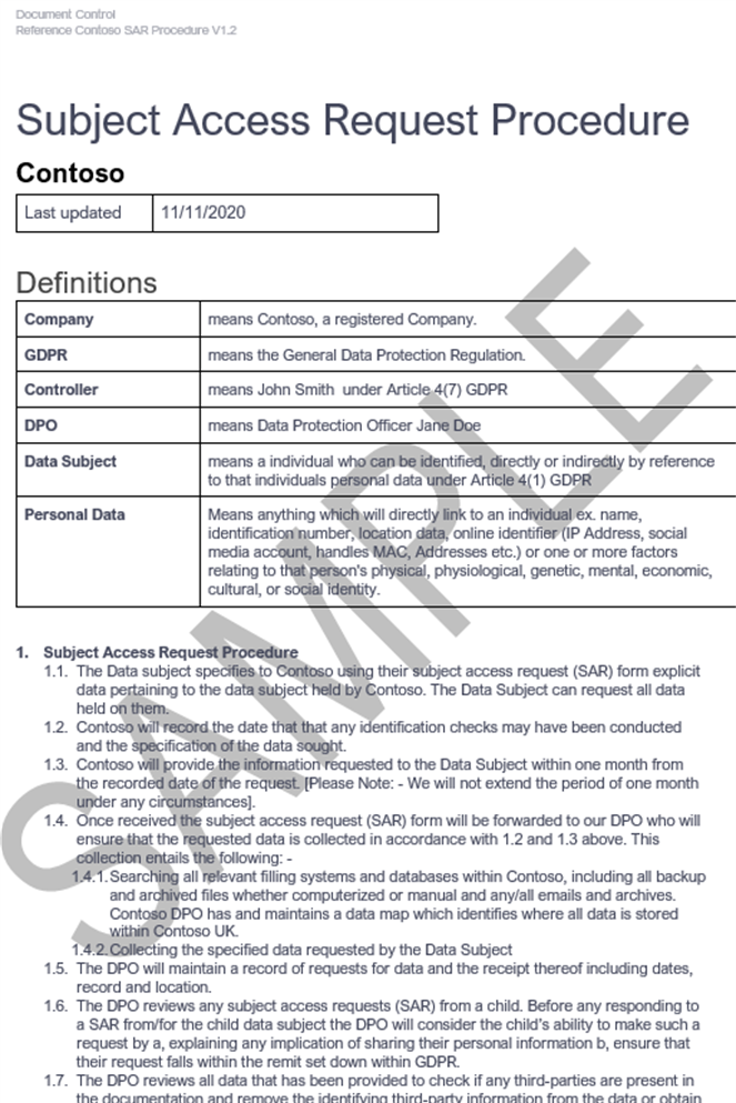 Screenshot shows a documented process for handling of SARs