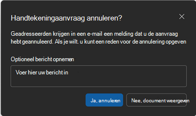 Schermopname van het bevestigingsscherm Handtekeningaanvraag annuleren.