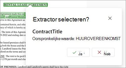 Schermopname van het vak Extractor selecteren op de pagina met gegevens van de extractor.