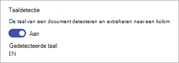 Schermopname van de sectie Taaldetectie van het deelvenster Extractors.