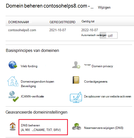 Selecteer DNS beheren in de vervolgkeuzelijst.