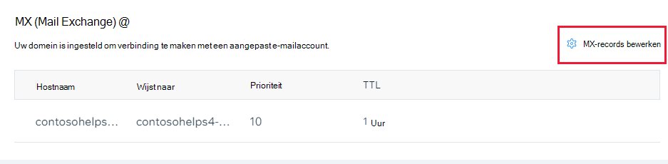 Selecteer MX-records bewerken.