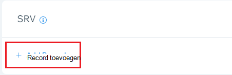 Schermopname van waar u Een record toevoegen selecteert om een SRV-record toe te voegen.