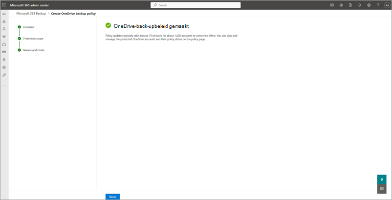 Schermopname van de pagina OneDrive-back-upbeleid dat is gemaakt.