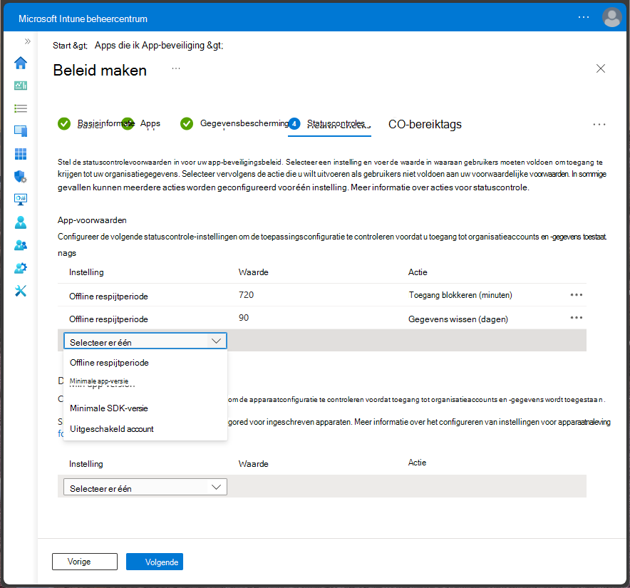 Statuscontroles voor Windows - App-voorwaarden.