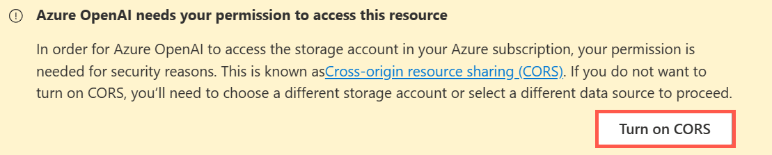 CORS inschakelen in Azure OpenAI Studio Bring Your Own Data