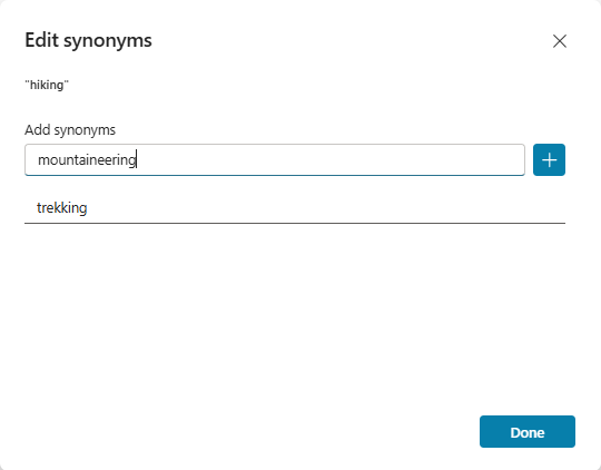 Schermopname van het deelvenster Synoniemen bewerken.