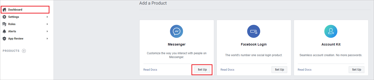 Messenger-product toevoegen.