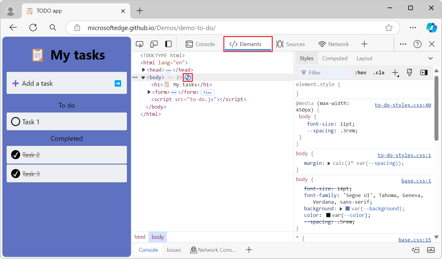 Copilot icon in Elements tool