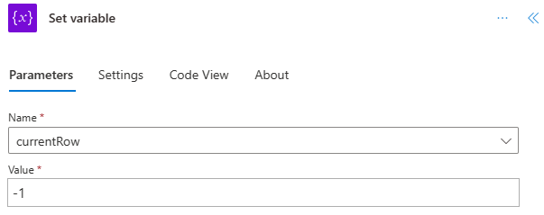 The completed 'Set variable' control.