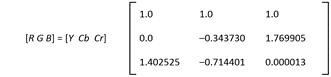 The YCbCr to RGB conversion matrix