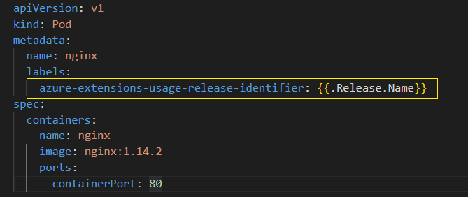 Een schermopname van CPU-resourceaanvragen in een pods.yaml-bestand. De inhoud lijkt op het bestand sample pods.yaml dat in dit artikel is gekoppeld.