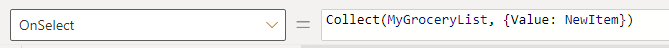 Schermopname van de Power Fx-expressie in de formulebalk, toegewezen aan de eigenschap OnSelect van de knop.