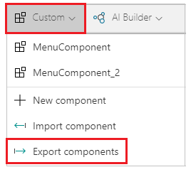 Menu Invoegen - Onderdelen exporteren.