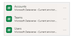 Tabellen Accounts, Teams en Gebruikers in het gegevensdeelvenster