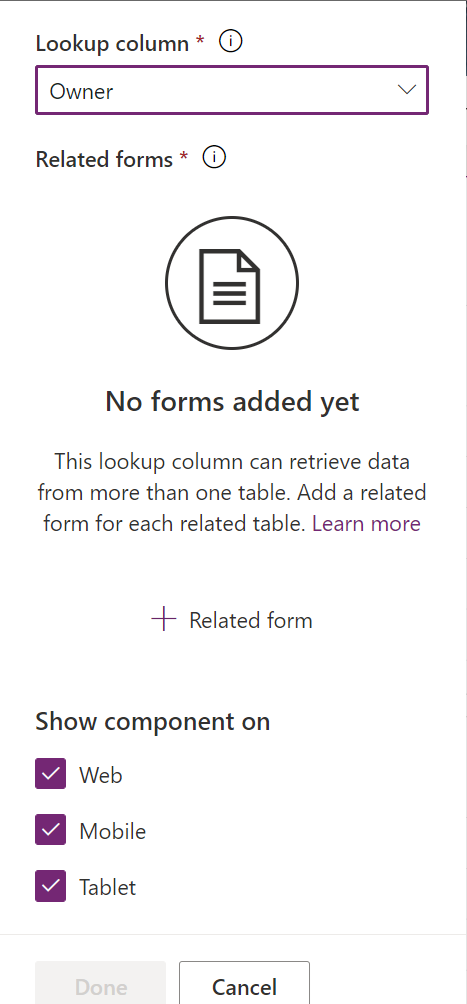 Formuliercomponent toevoegen voor meerdere gerelateerde tabellen