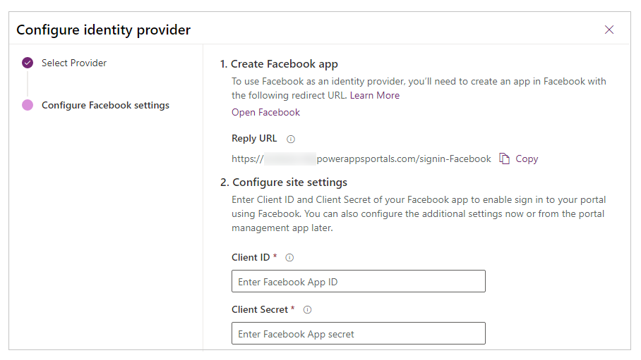 De Facebook-app configureren.