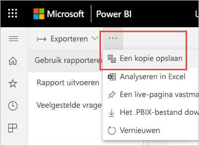 Schermopname van het opslaan van een kopie van het rapport.