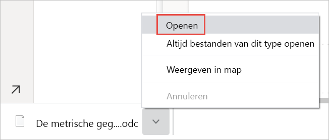 Schermopname van het openen van het ODC-bestand