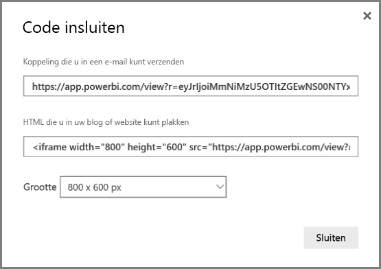 Schermafbeelding van het dialoogvenster Code insluiten.